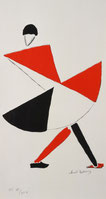 Sonia Delaunay, Costume pour Cœur à gaz, pièce de Tristan Tzara, 1977, lithographie en couleurs, collection musée des beaux-arts de Brest métropole.