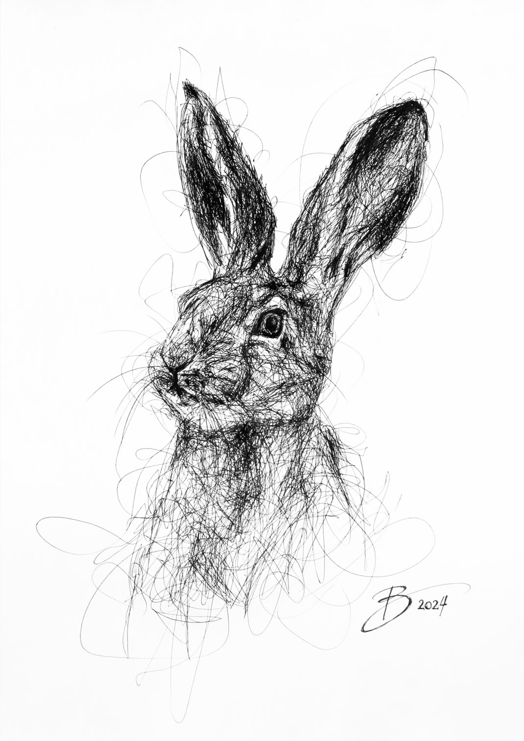 Hase - Kugelschreiber auf Papier - DIN A3