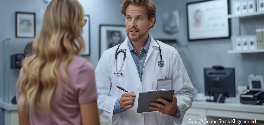 arzt im patientengespräch in einem behandlungsraum. KI generiert