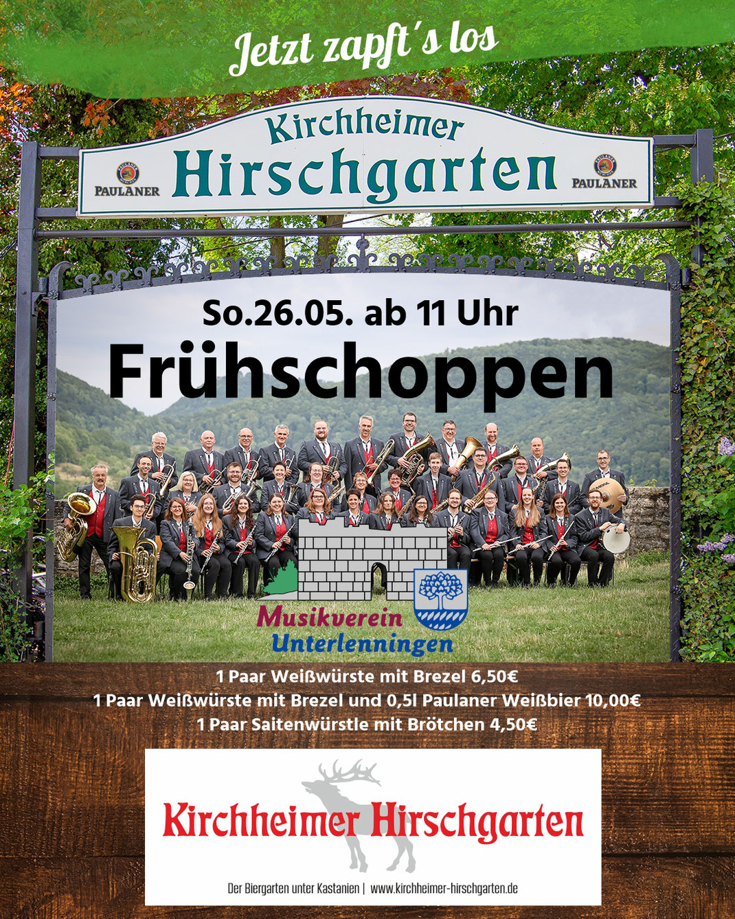 Frühschoppen im Kirchheimer Hirschgarten mit dem MV Unterlenningen