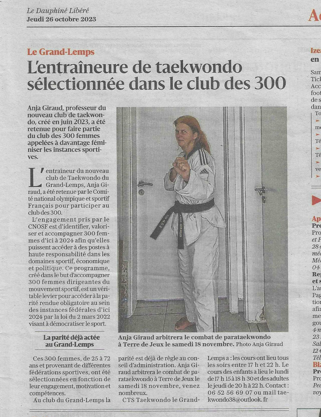 CTS Taekwondo Anja Giraud au CNOSF Club des 300