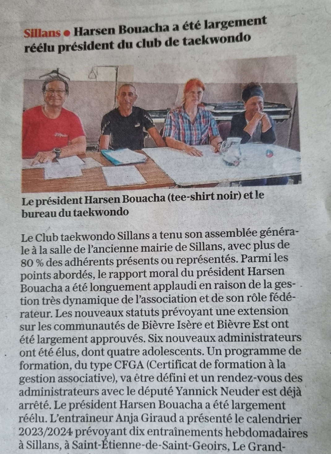 CTS Taekwondo Article  du 17 juin sur l'AG - Bouacha Velut Giraud Monteiro Villard Hamda  