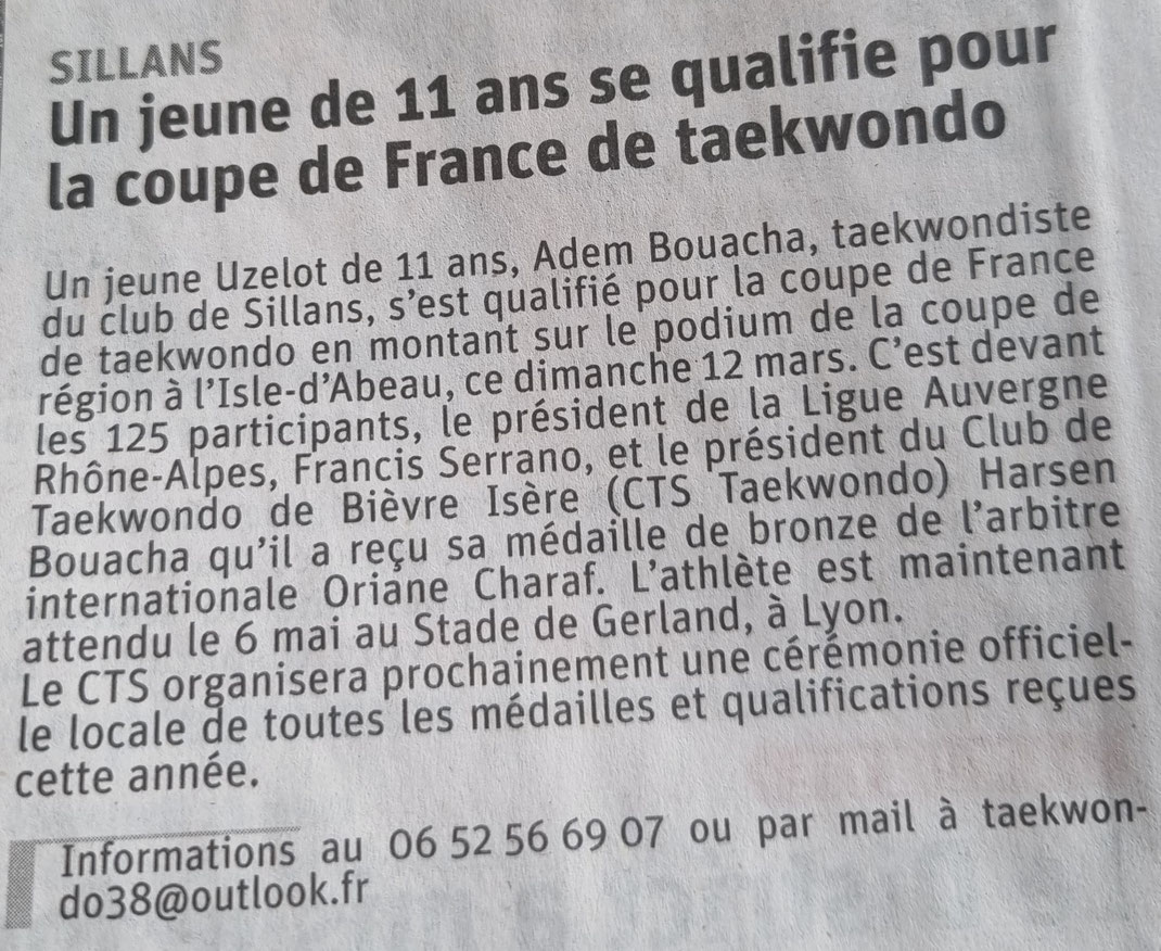 Le CTS Taekwondo participe à la coupe régionale Minime 2023 à l'Isle d'Abeau