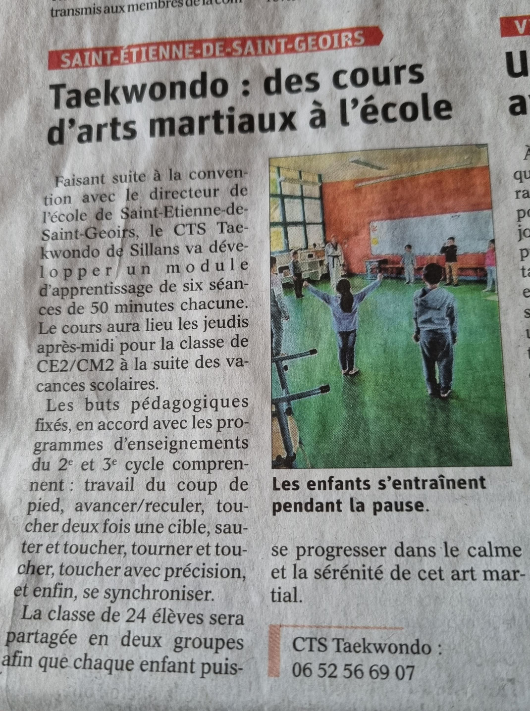 CTS Taekwondo: Le CTS organise des initiations à l'école de Saint-Etienne-de-Saint-Geoirs