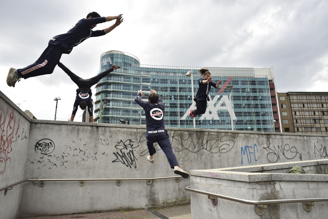 Parkour performers stuntman Italia 