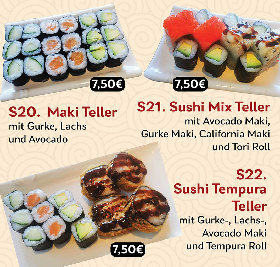 Sushi Speisekarte vom Restaurant Fukuya