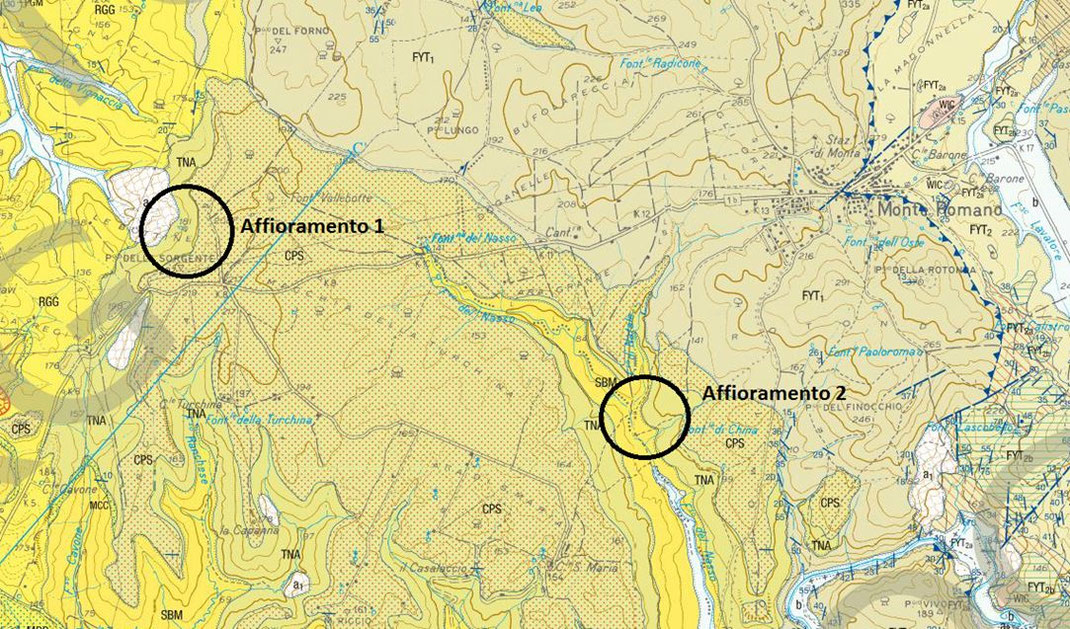 Fonte: carta geologica d'Italia 1:50.000 ISPRA