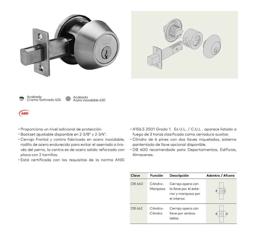 Cerrojo DB600 grado 2 