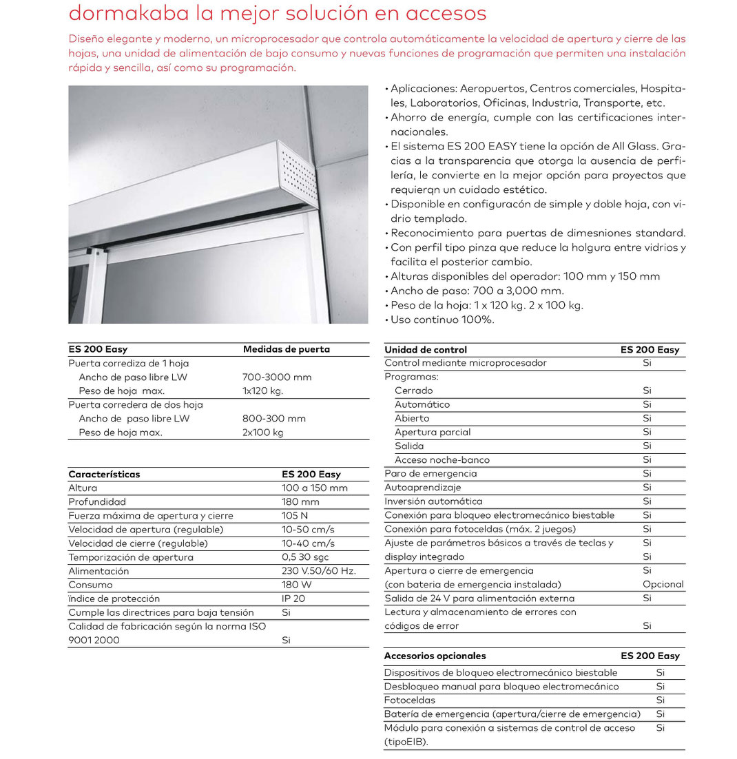 Operador para puerta automática corrediza ES 200Easy