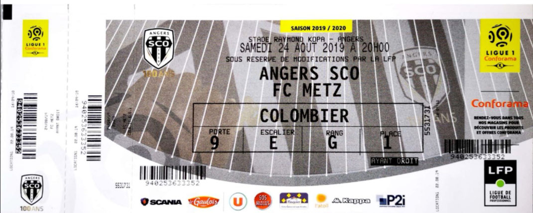 24 août 2019: SCO Angers - FC Metz - 3ème journée - Championnat de France (3/0)