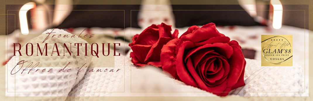 Bannière formule romantique pour un séjour spa privé en Amoureux dans les Vosges au Glam88