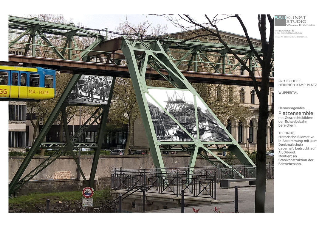 Geschichte des Baus der Wuppertaler Schwebebahn originell künstlerisch inszeniert.