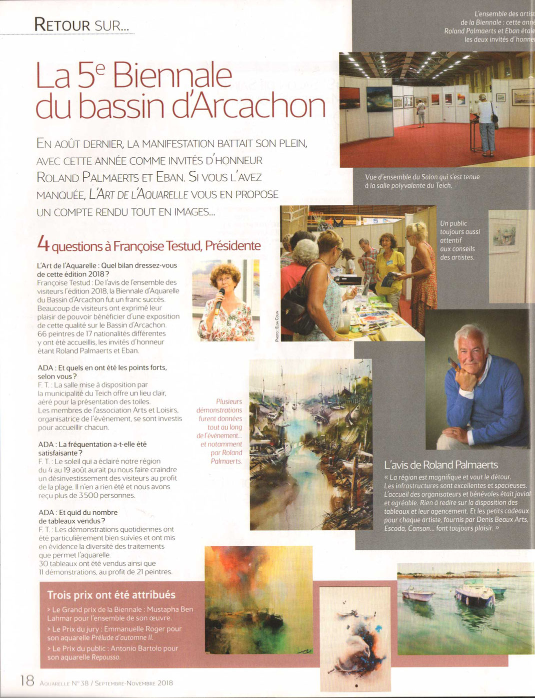 Article l'Art de l'Aquarelle no 38 Septembre / Novembre 2018 page 1
