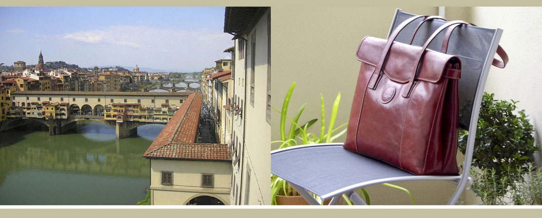 Panorama Florenz mit PONTE VECCHIO | Die Bogenbrücke verbindet Kunstmuseen der Uffizien mit dem MEDICI-Palast | Eine Auszeit mit TASCHEN-WELLNESS