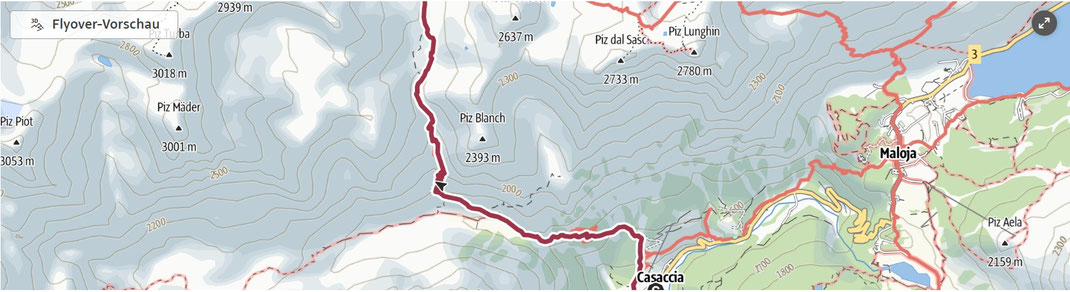 Vanaf Casaccia naar de Septimerhütte