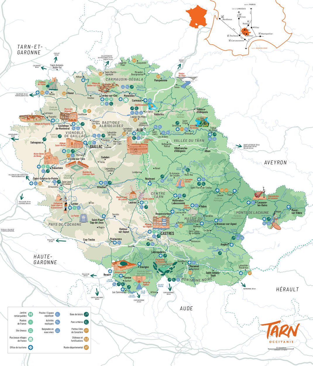 Carte touristique Tarn 