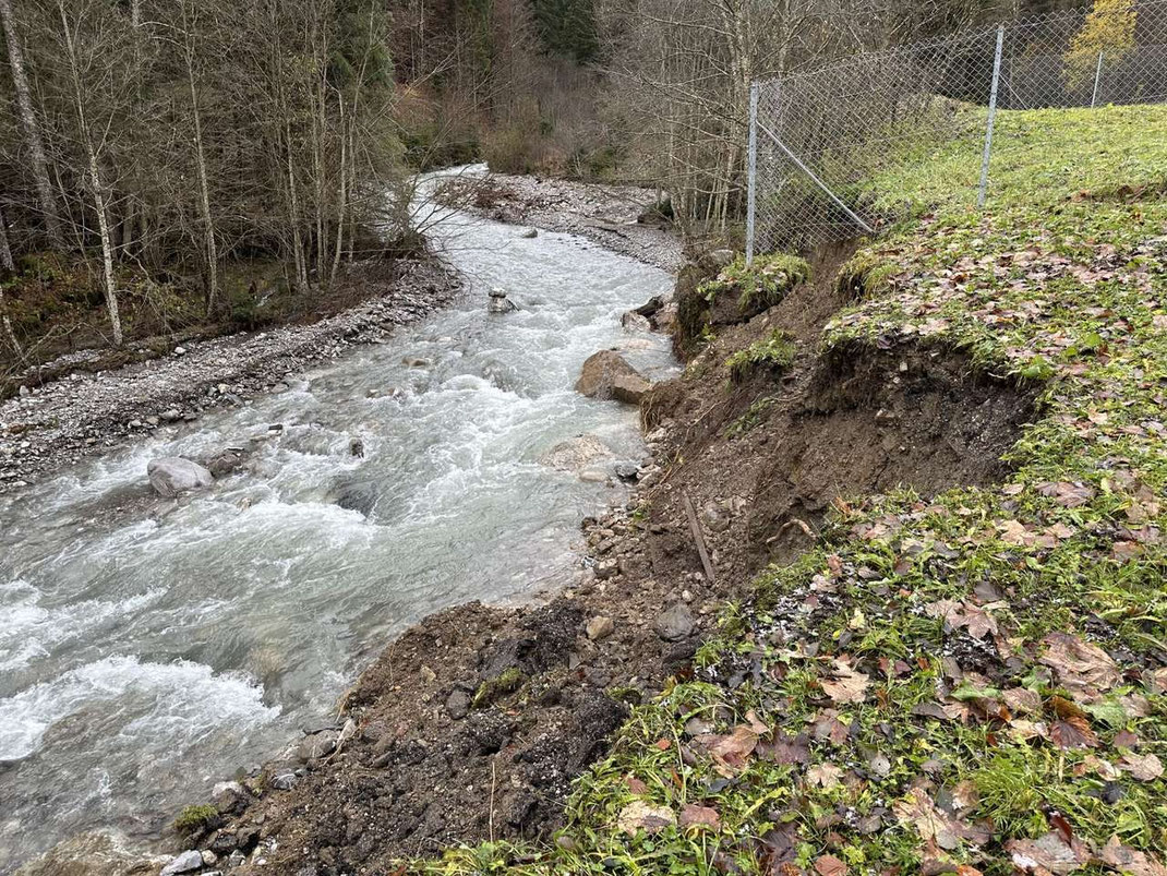 Nach einem Gewitter 2023 ist das Ufer des Jaunbachs erodiert. Quelle: zvg