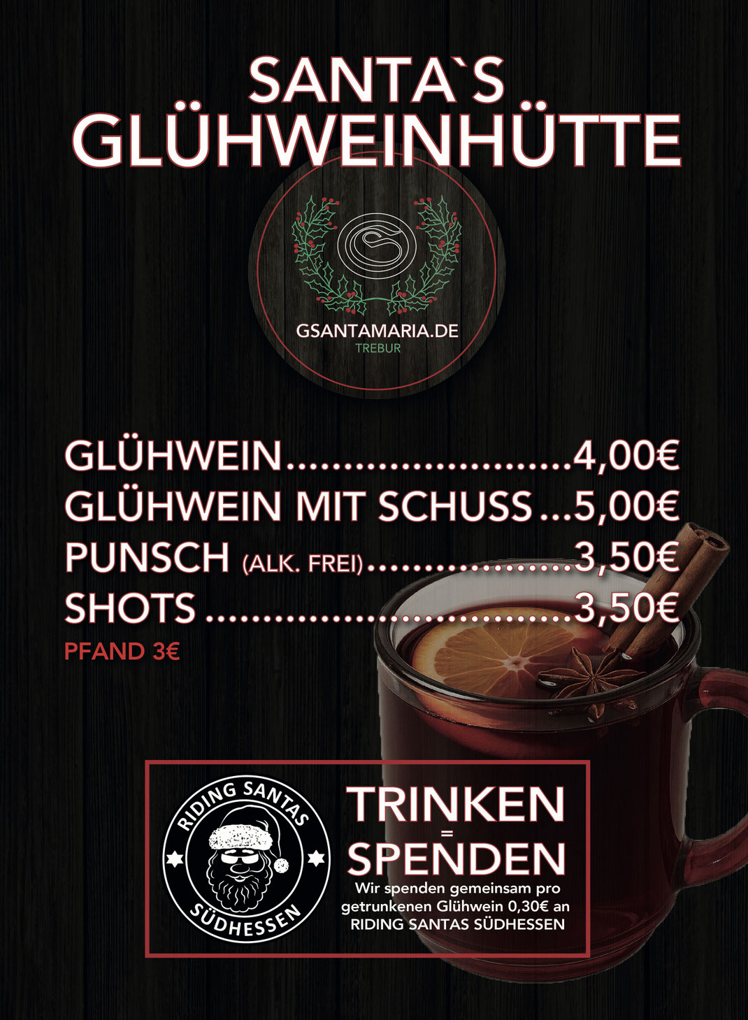 Glühwein trinken Trebur nauheim glühwein punsch weihnachtsmarkt trebur the riding santas glühweinhütte santamaria 