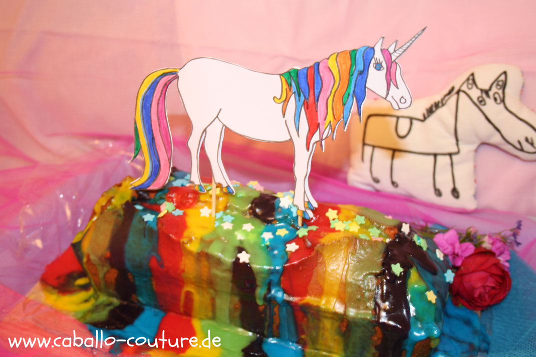 Einhornkuchen backen, Einhorn zum Ausmalen, Vorlage Einhorn, Regenbogenkuchen backen, Regenbogenkuchen, Caballo Couture, Rezept Einhornkuchen, unicorn, unicorn caken