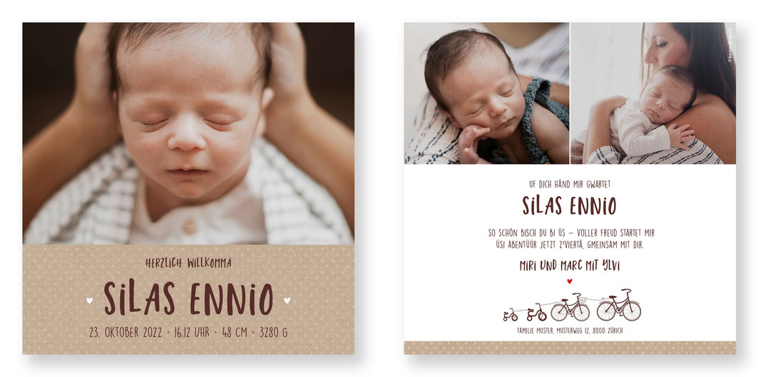 Geburtsanzeige Geburtskarte schlicht speziell Schweiz kreativ kartendings günstig schnell 