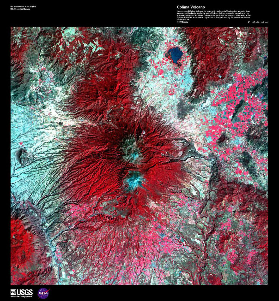 NASA RECORDING / USGS / Schema of a Volcano in the Civilization of North America / ( MX ) Mexico / Red Colored Pigments & Utopian Portrayal & Establishment / Environmental Study Promulgated