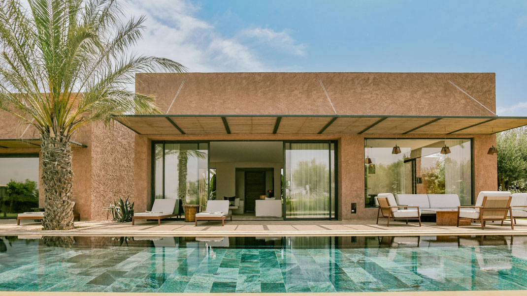 Location Villa 3 chambres Royal Palm Marrakech à partir de 750€ la nuit · Piscine chauffée · 1ère ligne de golf · Personnel