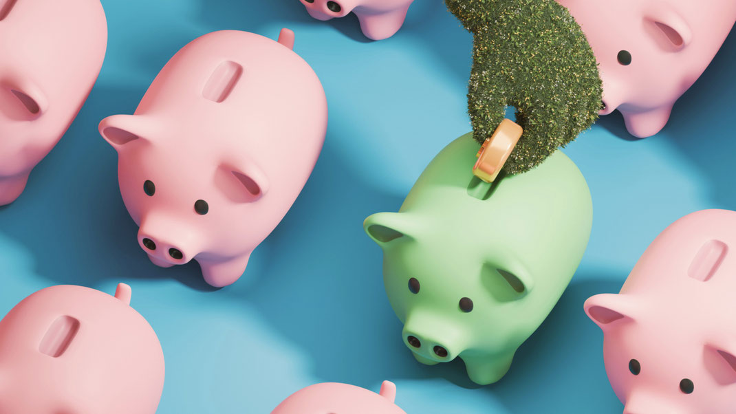 Économie vert tirelire cochon rose