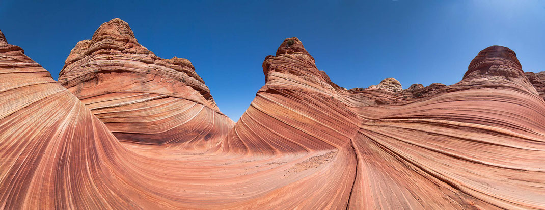 Red Sandstone Structures at Coyote Buttes, Vermillion Cliffs, Utah, USA, Panorama, 3000x1156px