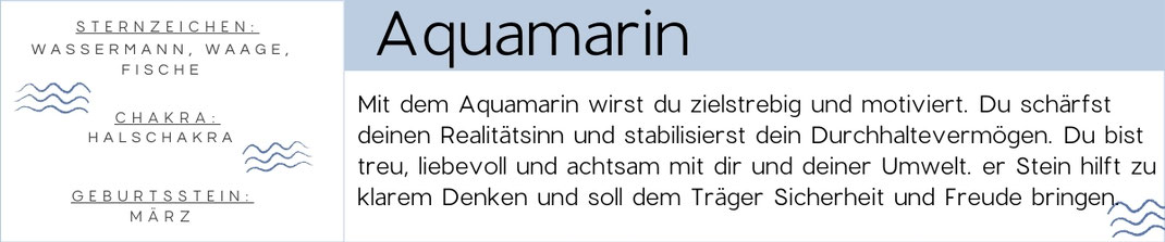 Diese Grafik zeigt die eigenschaften des Aquamarin Edelstein. 