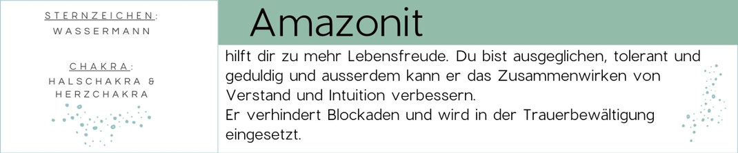 Diese Grafik mit Text beschreibt die Eigenschaften des Amazonit