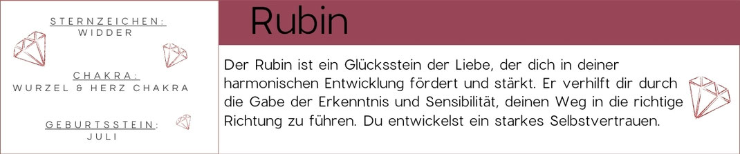 Grafikbanner und Text zum Thema:  Rubin Edelstein Armband Kollektion und Edelstein Schmuck. 