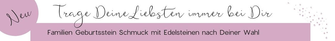 Trage deinen Liebsten immer mit - Edelstein Logo mit Banner und Text 