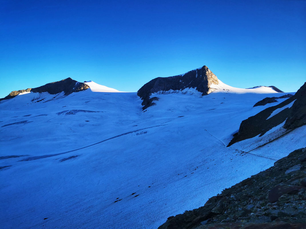 Das Rainerhorn erhebt sich aus dem Gletscher