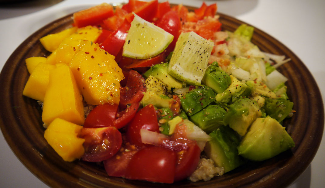 quinoa mango salad vegan bowl avocado recipe