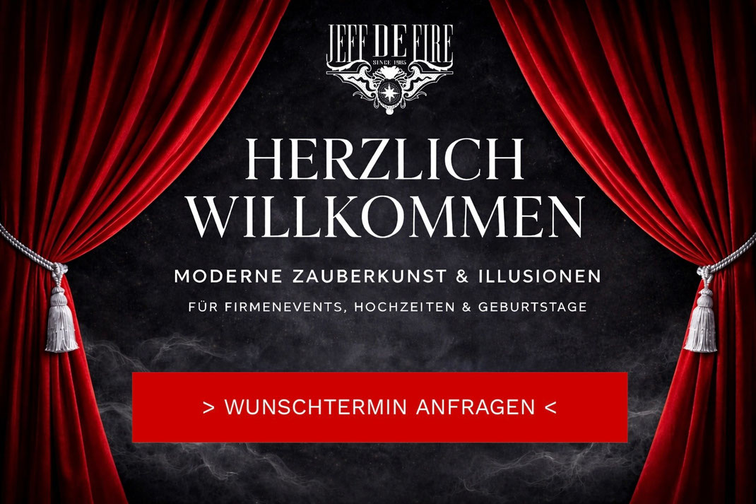 Buchen Sie Zauberkünstler Jeff de Fire aus Kiel für: Zauberer Kiel, Zauberer Hamburg, Zauberer Lübeck, Zauberer Flensburg, Zauberer Hannover, Zauberer Berlin, Zauberer Köln, Zauberer München. * Zauberer Deutschland.