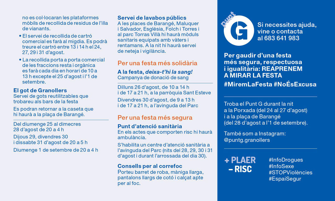 Festa Major de Granollers Blancs i Blaus Programa
