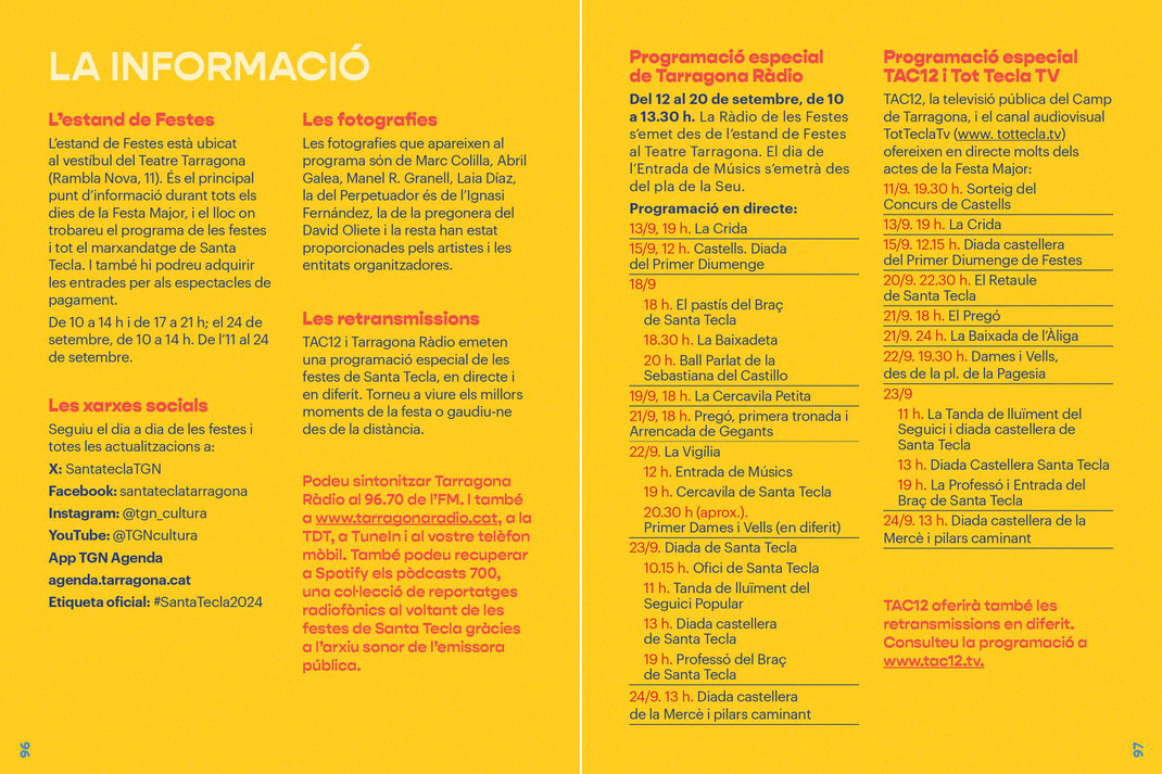 Programa de las Festes de Santa Tecla en Tarragona