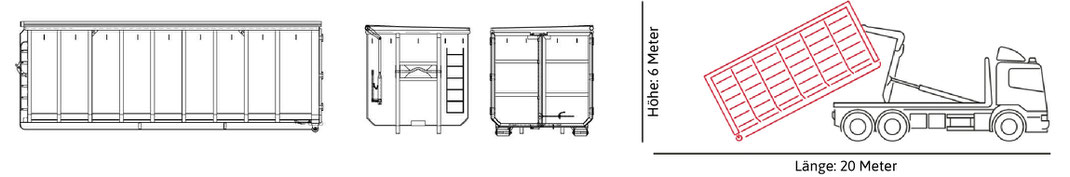 grafische Darstellung Abrollcontainer inklusive Abladung