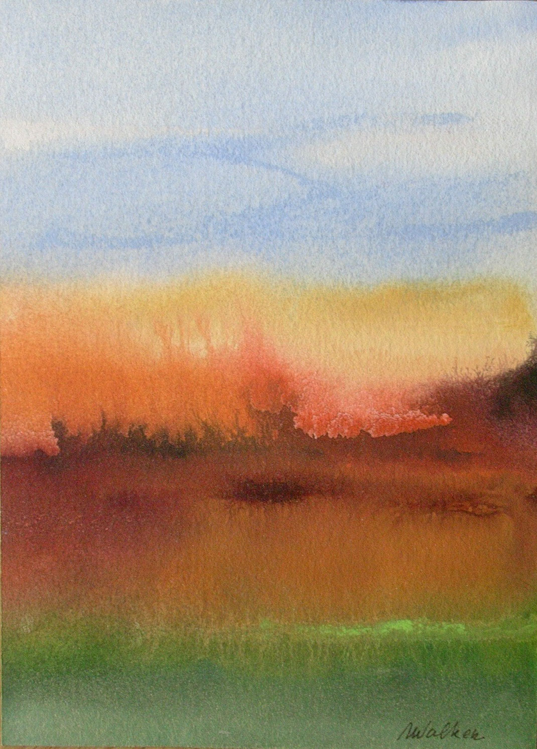 L'une des 21 gouaches réalisées par Anne WALKER pour les exemplaires de tête de RETROVISEUR. de Michel BUTOR