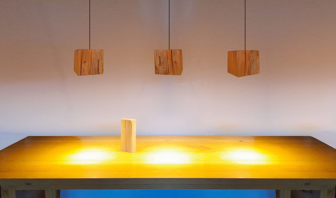 Altholzhängelampen, Reclaimed wood hanging lamps