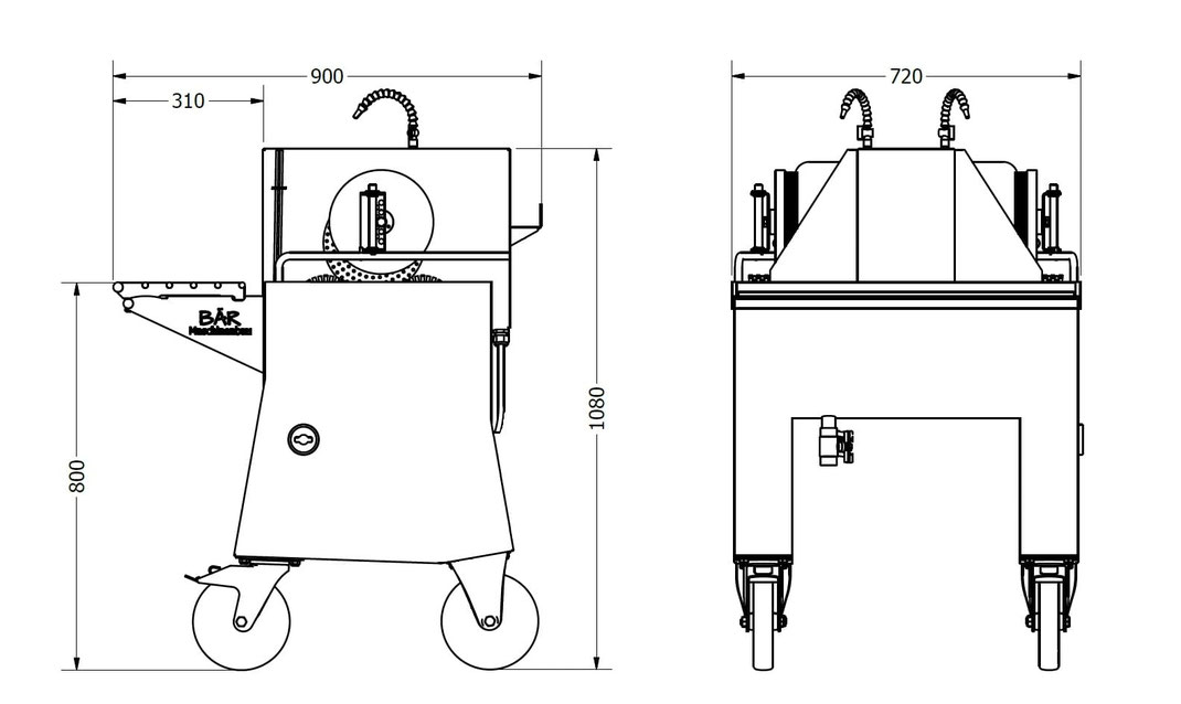 Dimensions de la machine à saler le fromage jusqu'à Ø350mm