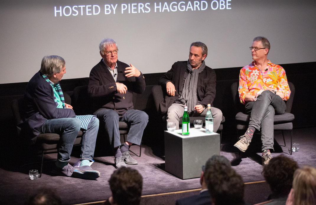 Joby Gee with Peter Medak (second from left) at a Q&A for The Ghost Of Peter Sellers