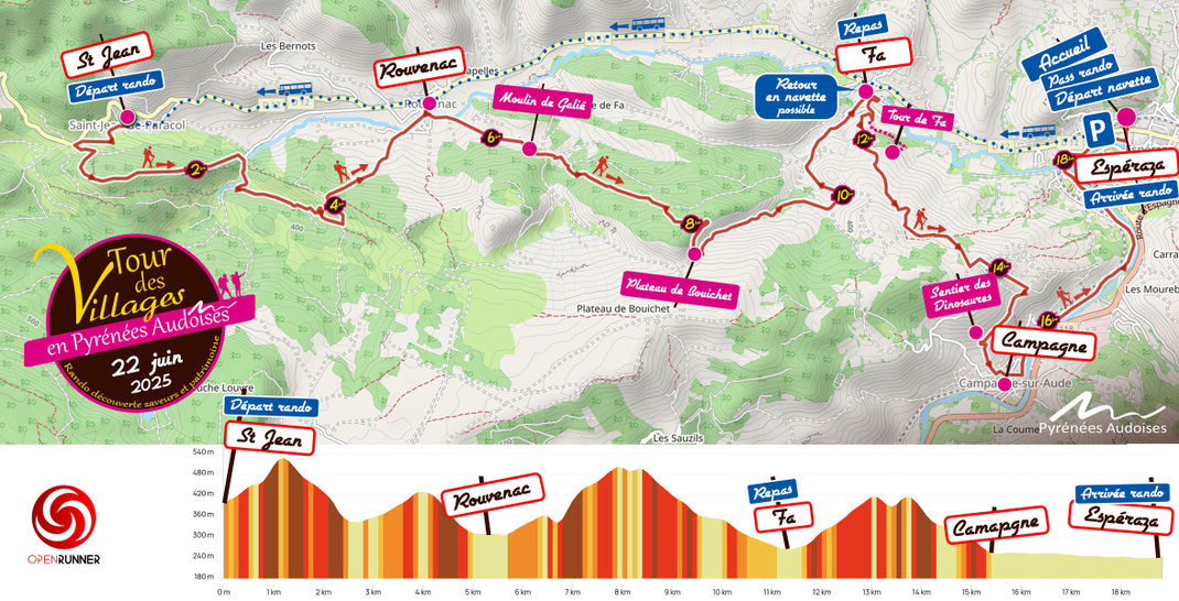 Plan Tour des Villages en Pyrénées Audoises