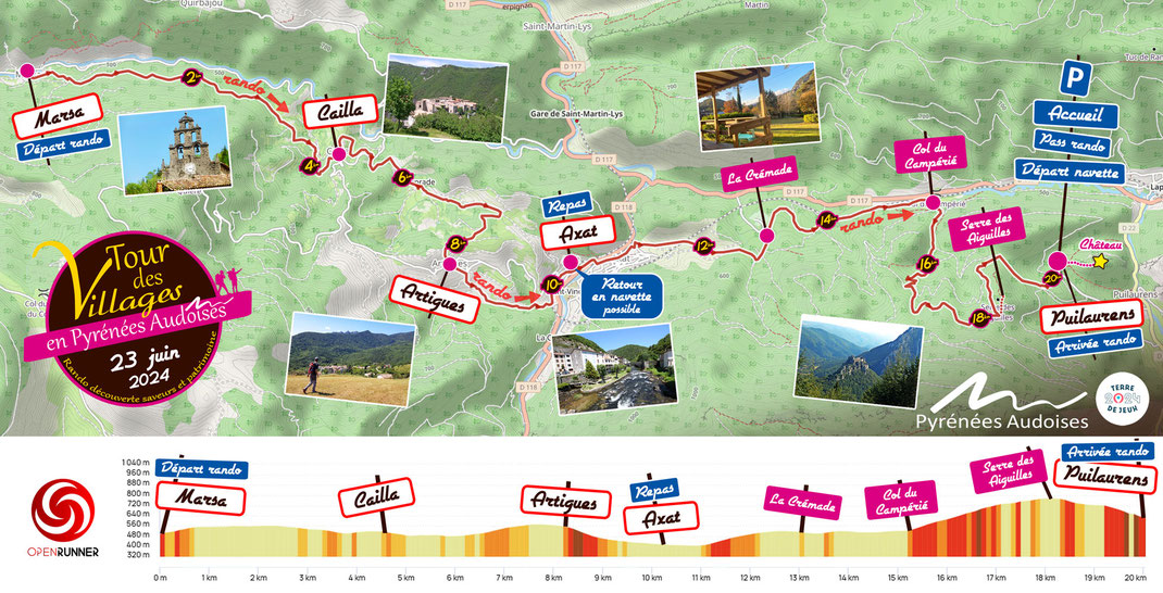 Plan Tour des Villages en Pyrénées Audoises