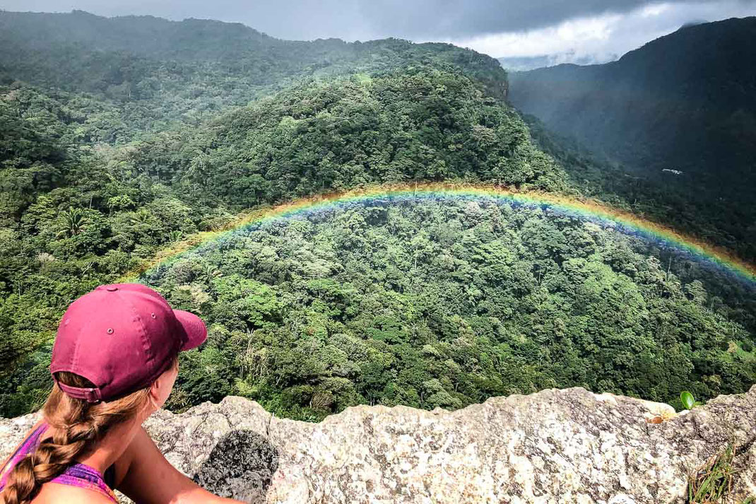 Woman admires the view from the top of La India Dormida.