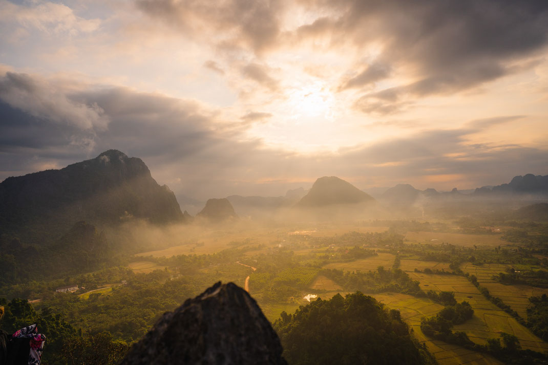 Drone shot of the surrounding landscape around Nam Xay Viewpoint.