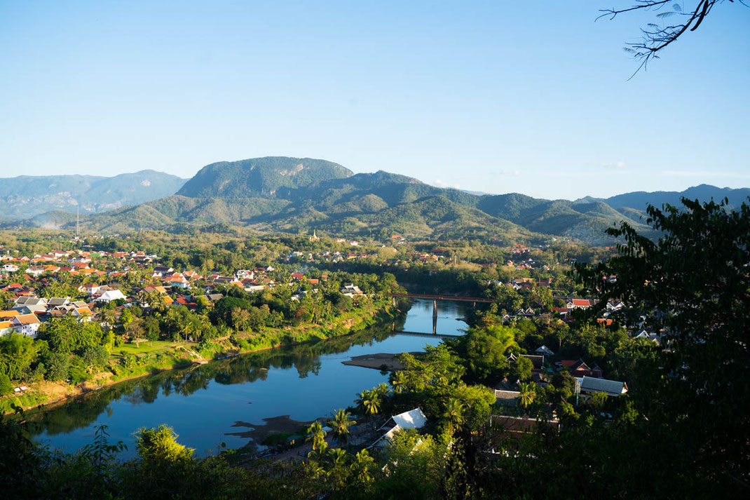 View from Mount Phou Si of the surrounding area and the city of Luang Prabang.
