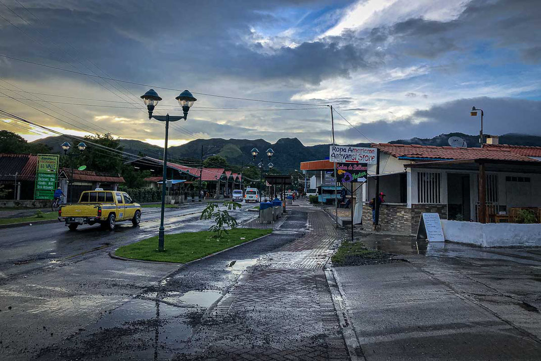 The town of El Valle de Antón after a rain shower in the evening.