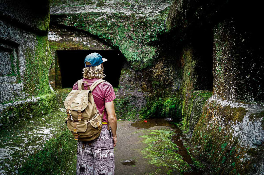 Man admires monk hermitage at Gunung Kawi