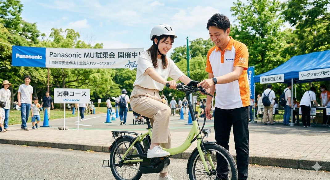 【蕨市・末広公園】パナソニック「MU」試乗会開催！「ツカゴシアサゴハン」で次世代モビリティ体験＆自転車無料点検